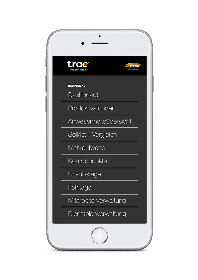 trac Zeiterfassung auf Smartphone