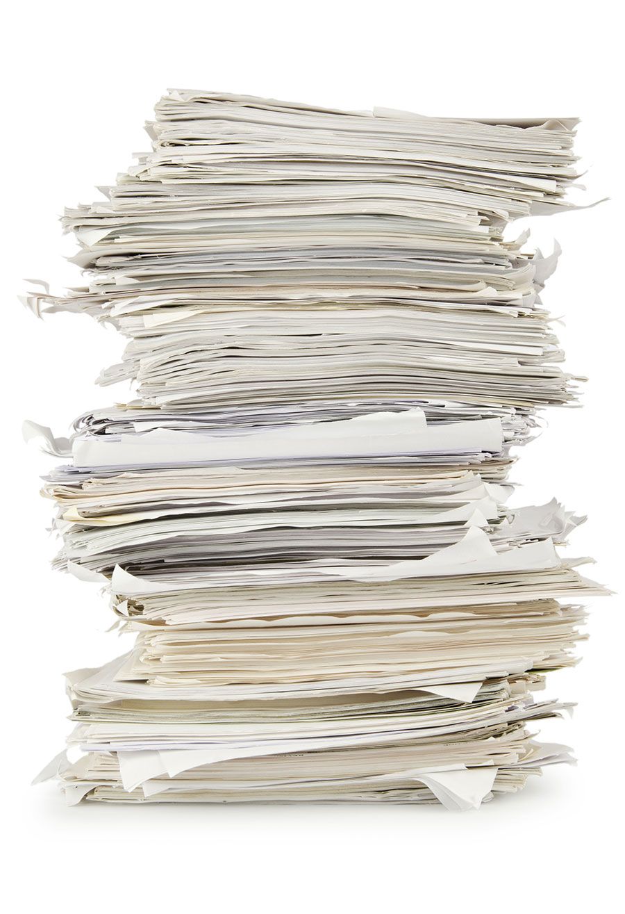 Berg von Stundenzetteln