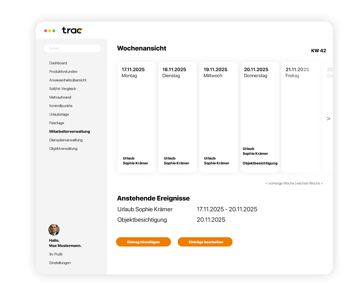 trac digitale Zeiterfassung Mehrarbeit