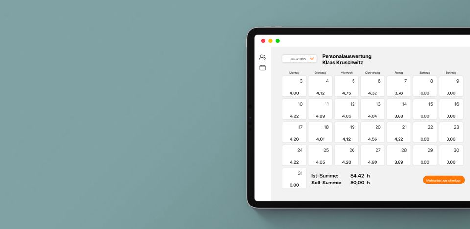 trac Personalauswertung auf einem iPad